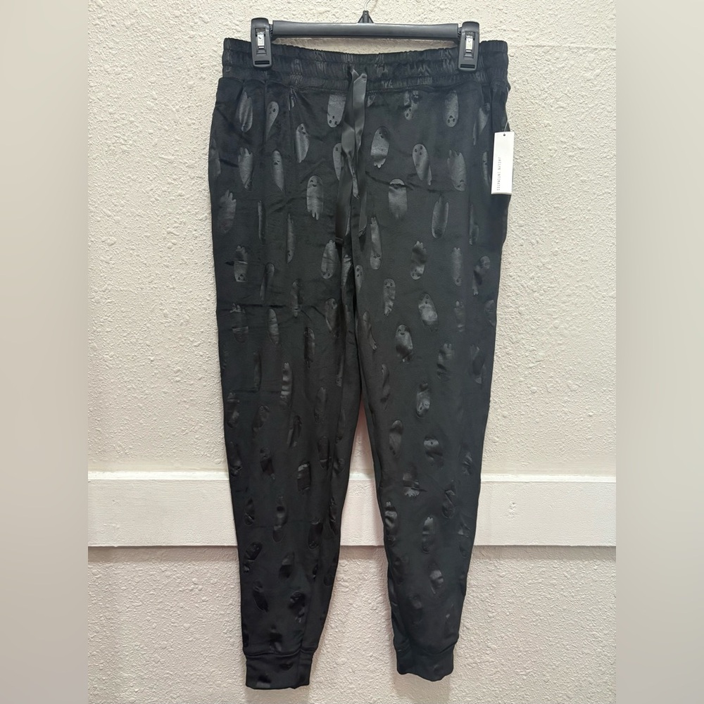 Jaclyn Intimates Black Halloween Ghost Luxe Soft Joggers NWT Size Small